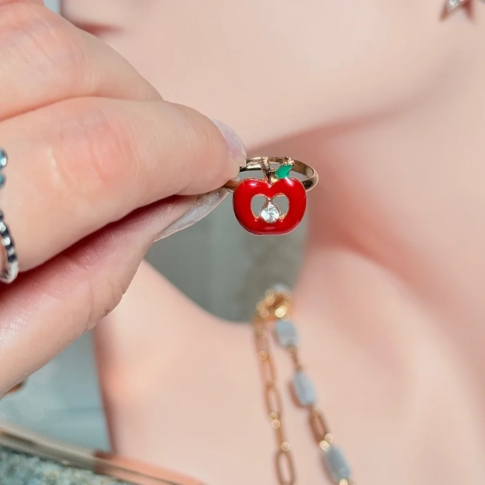 ⚜️ Red Apple Gold Ring 🍎